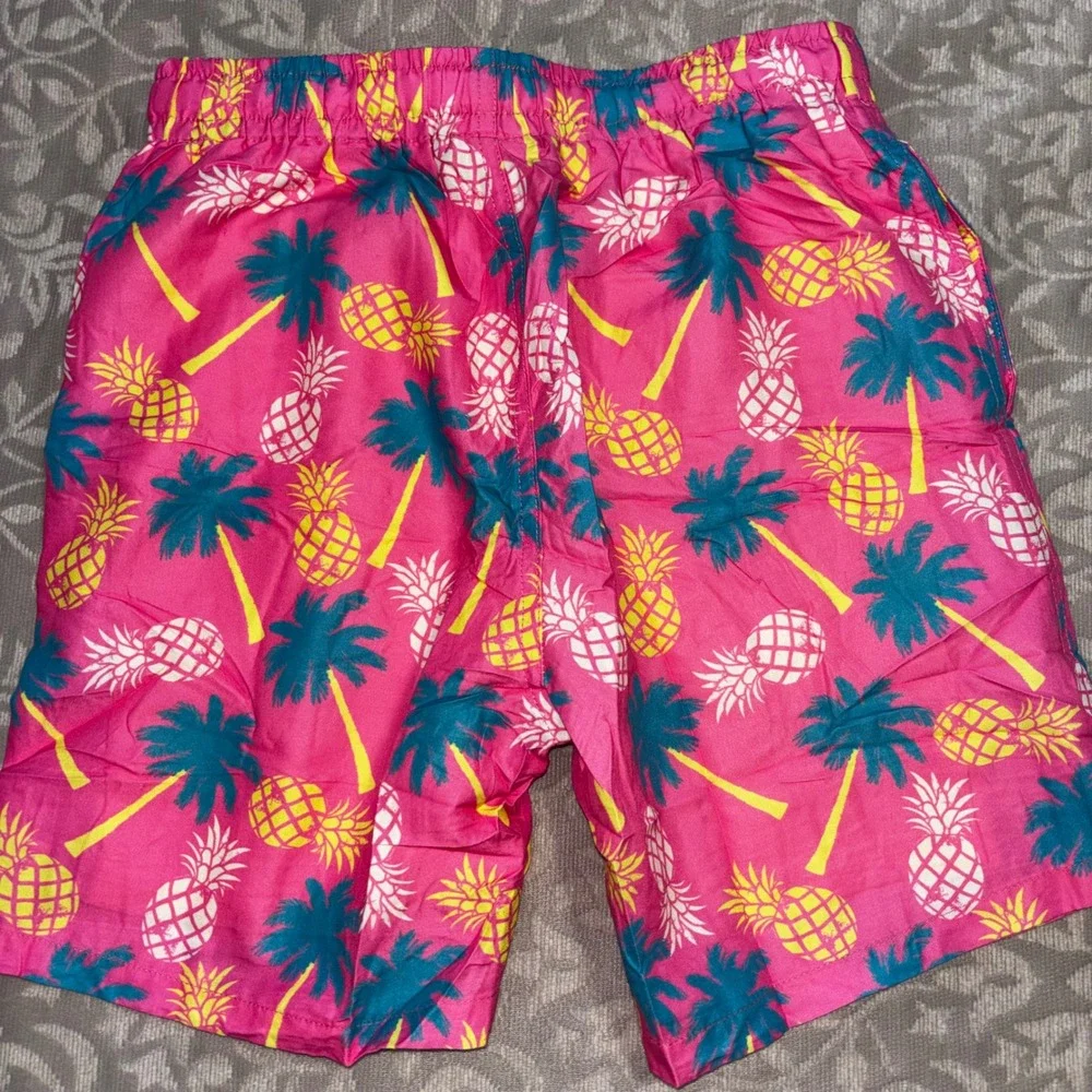 Kids Pink Pineapple Palm‎ Tree Swim Trunks Size 8  Liner Shorts (A28)